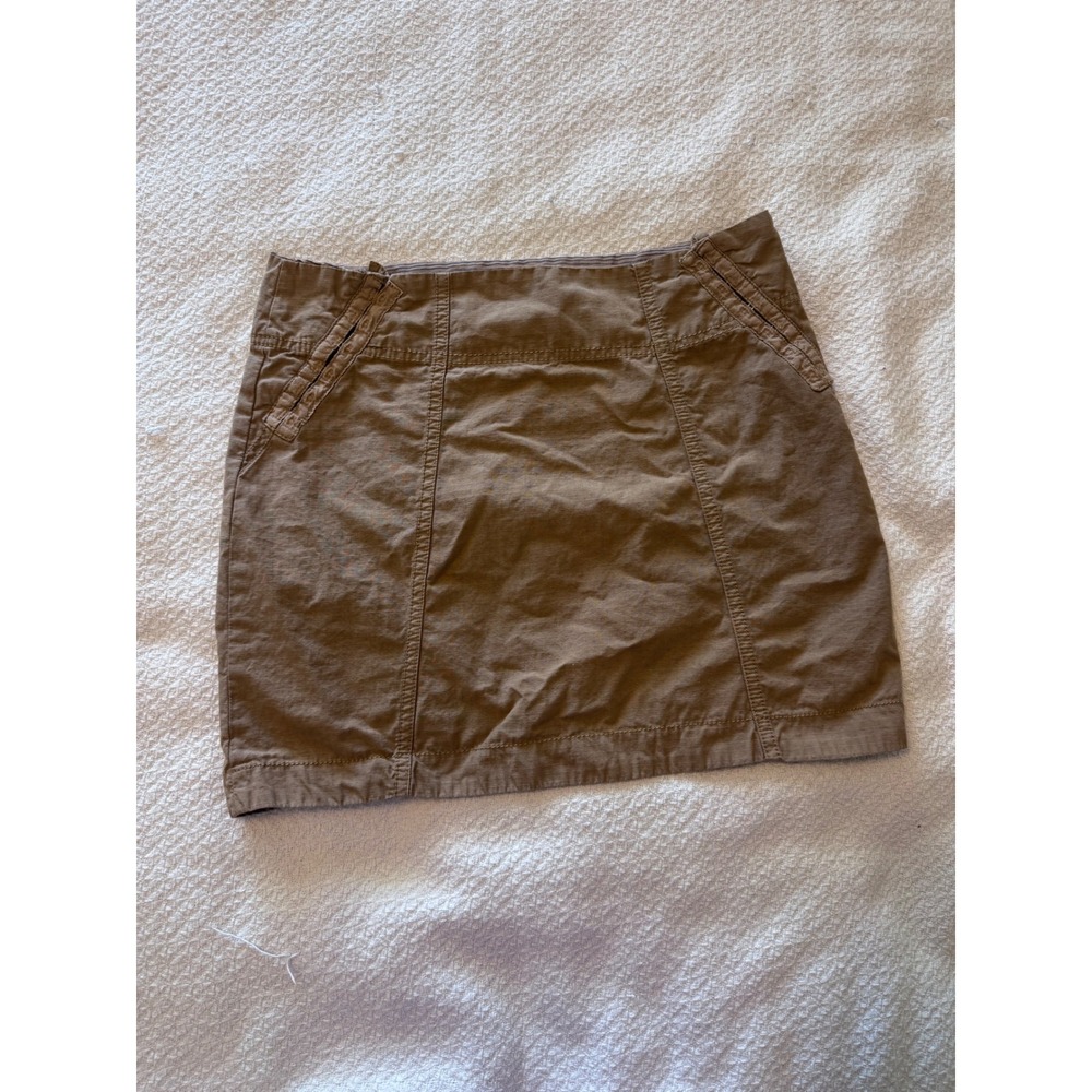 Free People Brown Utility Mini Skirt Size 2 Cotton Blend Boho Gorpcore Pockets
